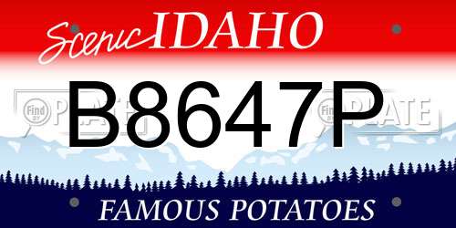 B8647P Idaho License Plate