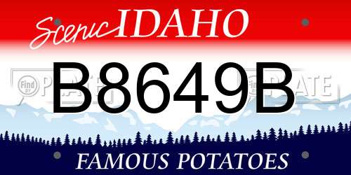 B8649B Idaho License Plate
