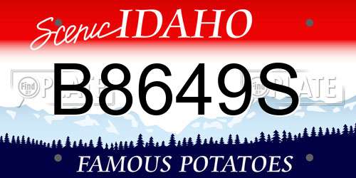 B8649S Idaho License Plate