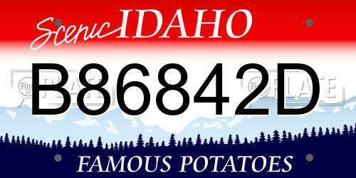 B86842D Idaho License Plate