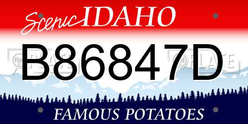 B86847D Idaho License Plate