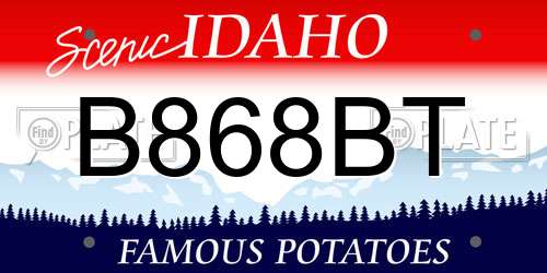 B868BT Idaho License Plate