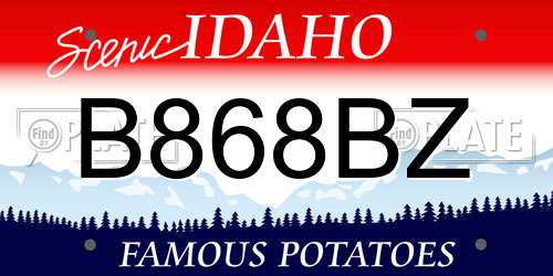 B868BZ Idaho License Plate