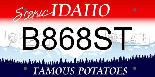 B868ST Idaho License Plate
