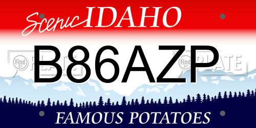 B86AZP Idaho License Plate