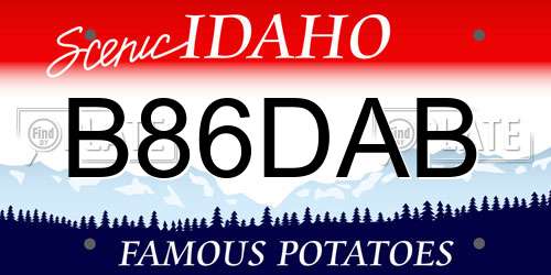 B86DAB Idaho License Plate