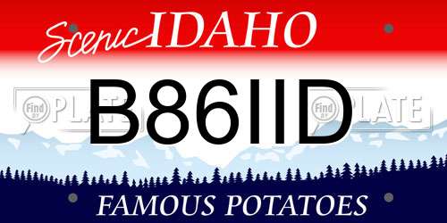B86IID Idaho License Plate