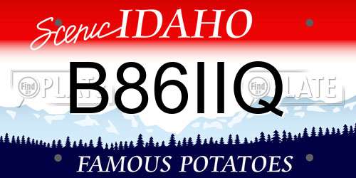B86IIQ Idaho License Plate
