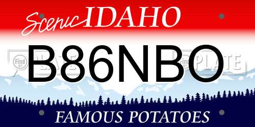 B86NBO Idaho License Plate
