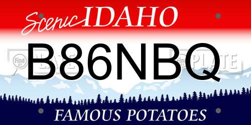 B86NBQ Idaho License Plate