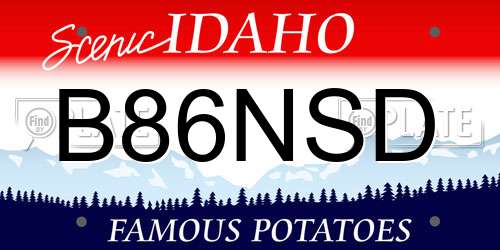 B86NSD Idaho License Plate
