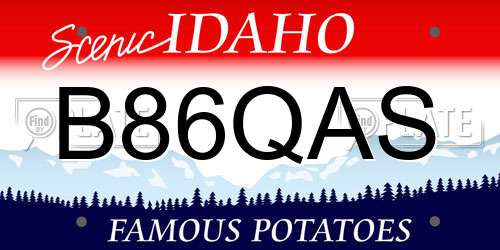B86QAS Idaho License Plate