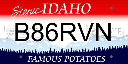 B86RVN Idaho License Plate