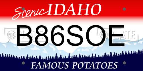 B86SOE Idaho License Plate