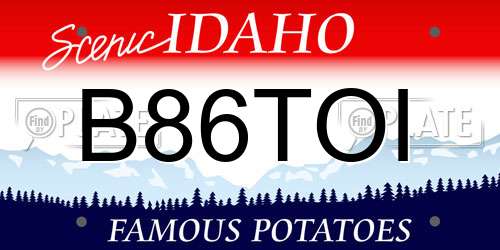 B86TOI Idaho License Plate
