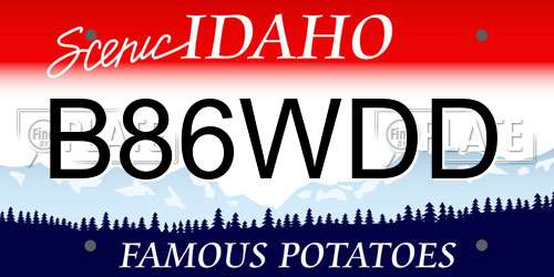 B86WDD Idaho License Plate