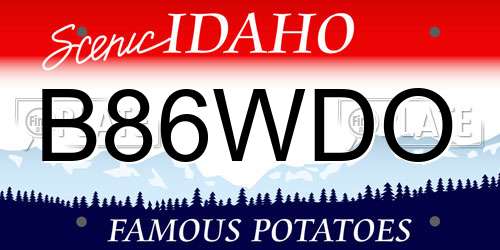 B86WDO Idaho License Plate