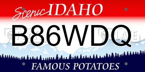 B86WDQ Idaho License Plate
