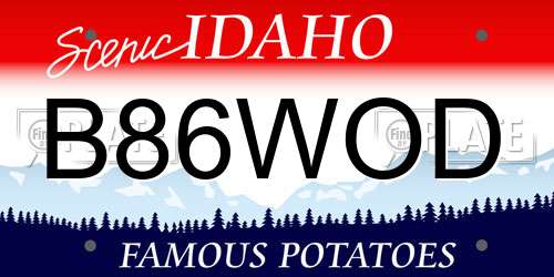 B86WOD Idaho License Plate
