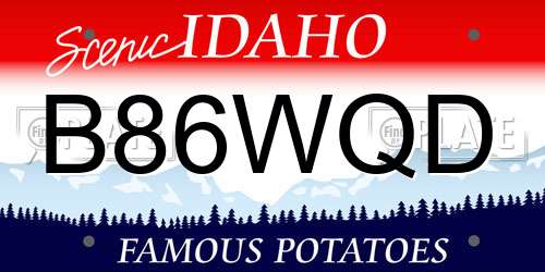 B86WQD Idaho License Plate