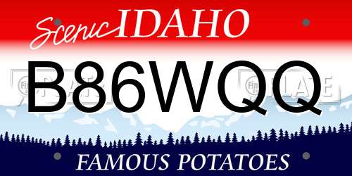 B86WQQ Idaho License Plate
