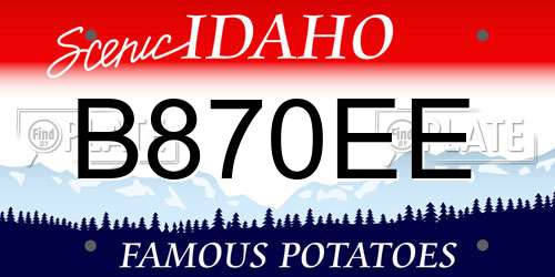 B870EE Idaho License Plate