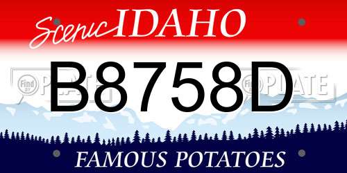 B8758D Idaho License Plate