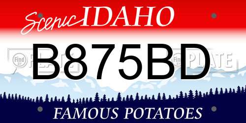 B875BD Idaho License Plate