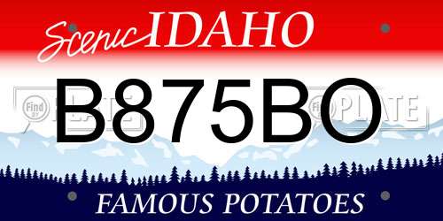 B875BO Idaho License Plate