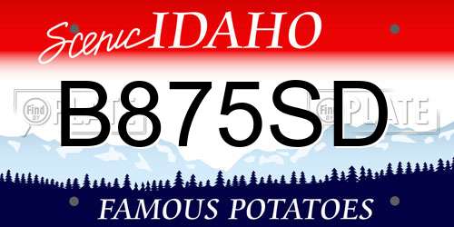 B875SD Idaho License Plate