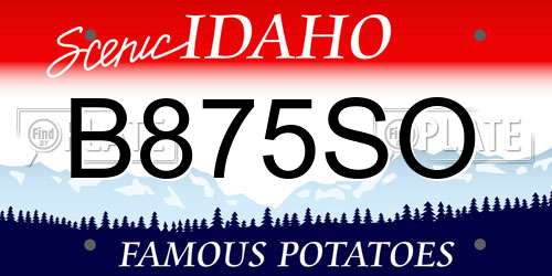 B875SO Idaho License Plate