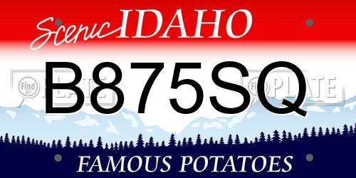 B875SQ Idaho License Plate