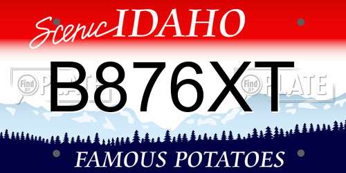 B876XT Idaho License Plate