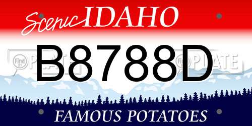 B8788D Idaho License Plate