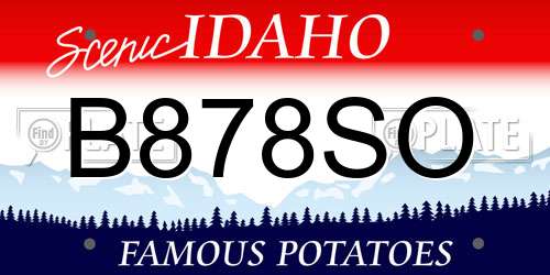 B878SO Idaho License Plate