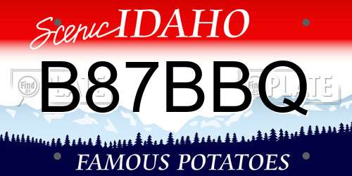 B87BBQ Idaho License Plate