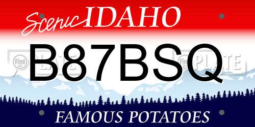 B87BSQ Idaho License Plate