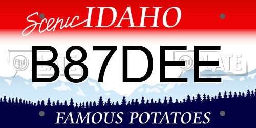 B87DEE Idaho License Plate