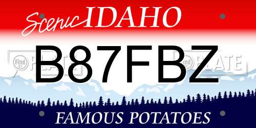B87FBZ Idaho License Plate