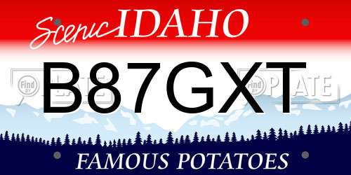 B87GXT Idaho License Plate