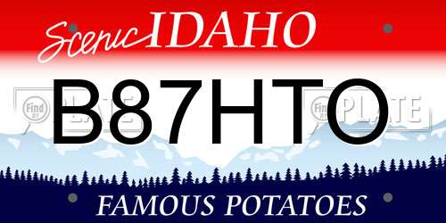 B87HTO Idaho License Plate
