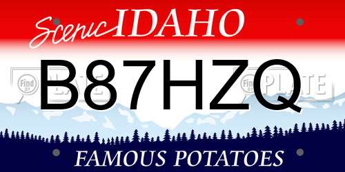 B87HZQ Idaho License Plate