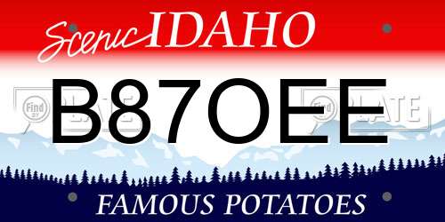 B87OEE Idaho License Plate