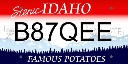 B87QEE Idaho License Plate