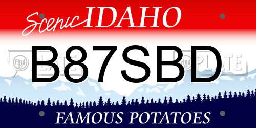 B87SBD Idaho License Plate