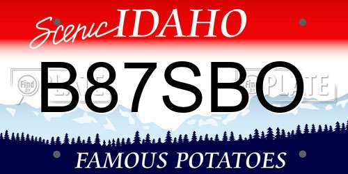 B87SBO Idaho License Plate