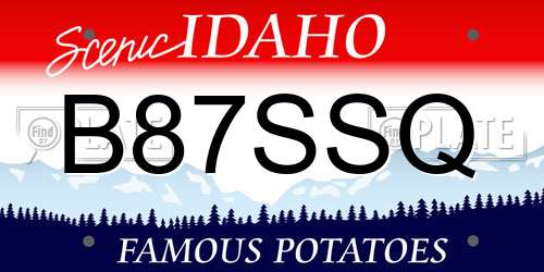 B87SSQ Idaho License Plate
