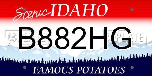 B882HG Idaho License Plate