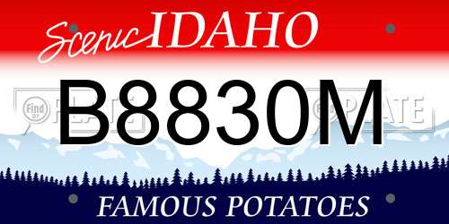 B8830M Idaho License Plate