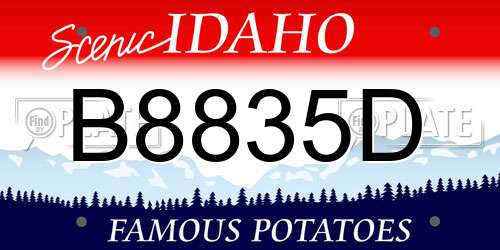 B8835D Idaho License Plate